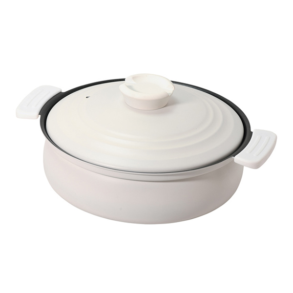 IH対応 軽量土鍋風卓上鍋 ホワイト 24cm