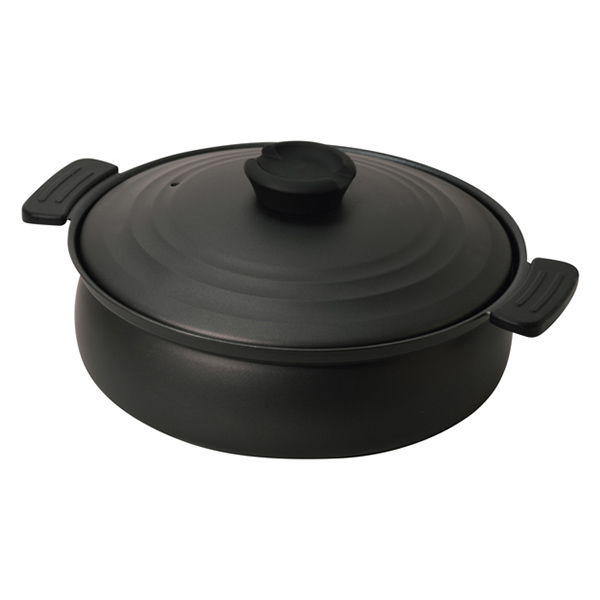 IH対応 軽量土鍋風卓上鍋 ブラック 26cm